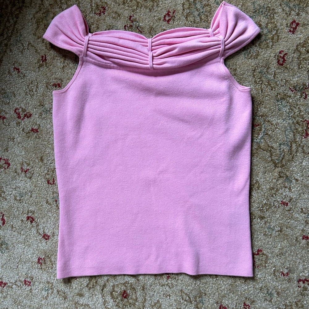 Dana Buchman Pink Ruched Off-Shoulder Blouse
